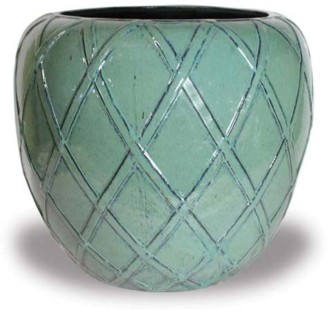 Sol round planter with trellis, green