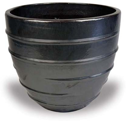 Sol round twisted planter, black