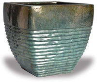 Sol short rippled square pot, green