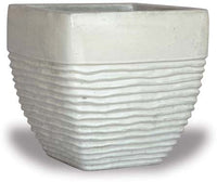 Sol short rippled square pot, white