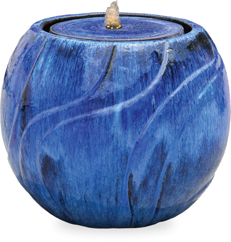 Sol short wave fountain with LED light, blue