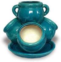 Sol small strawberry jar with saucer, blue