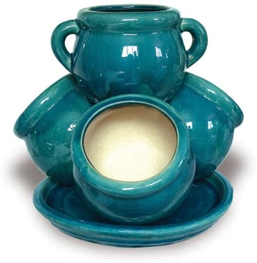Sol small strawberry jar with saucer, blue