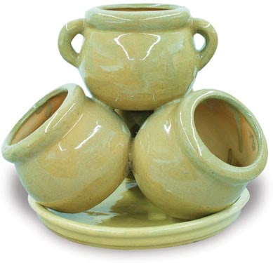 Sol small strawberry jar with saucer, yellow
