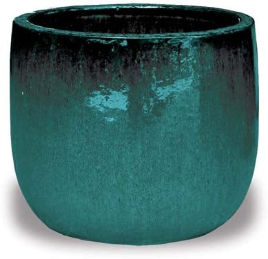 Sol solid short round planter, green
