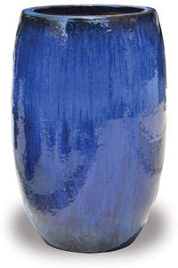 Sol solid tall round planter, blue
