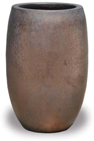 Sol solid tall round planter, bronze