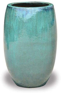 Sol solid tall round planter, green