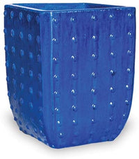 Sol square pot with dots, blue
