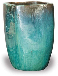 Sol square round pot, green