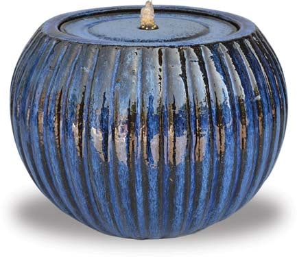 Sol stripe ball fountain with LED light, blue