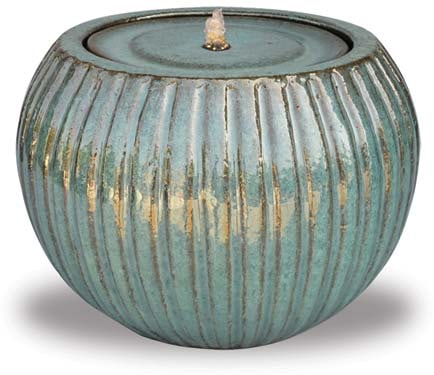 Sol stripe ball fountain with LED light, green