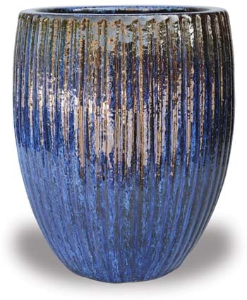 Sol stripe egg planter, blue