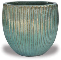 Sol stripe round planter, green