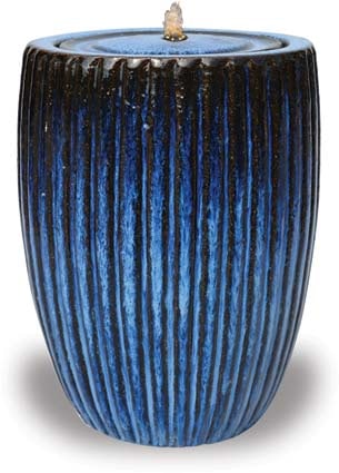 Sol stripe tall fountain with LED light, blue