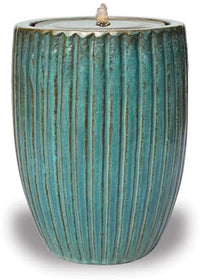 Sol stripe tall fountain with LED light, green