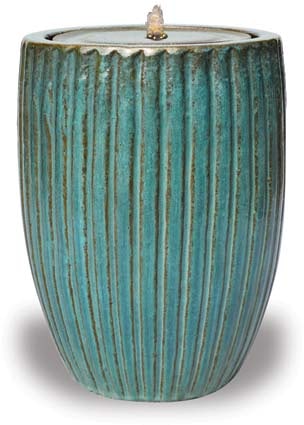 Sol stripe tall fountain with LED light, green