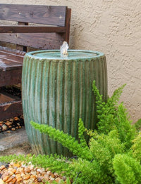 Sol stripe tall fountain with LED light, green