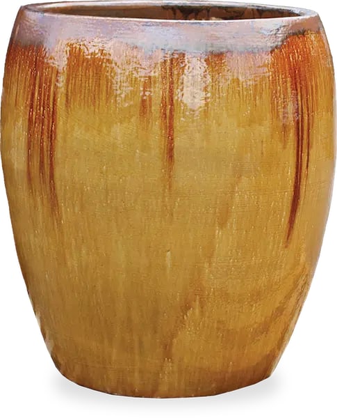 Sol tall belly planter, black gold on honey