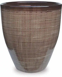 Sol tall egg pot with criss cross, brown