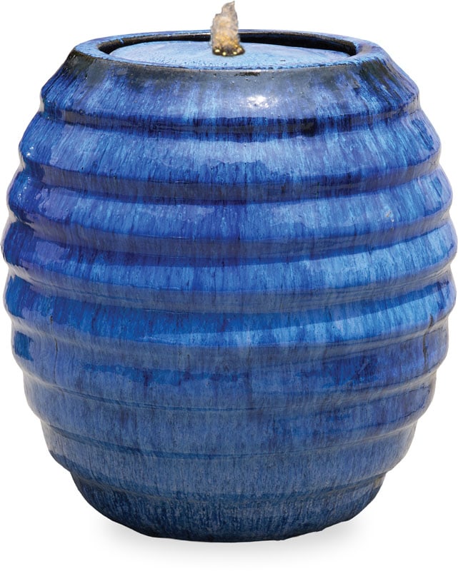 Sol tall hive fountain with LED light, blue