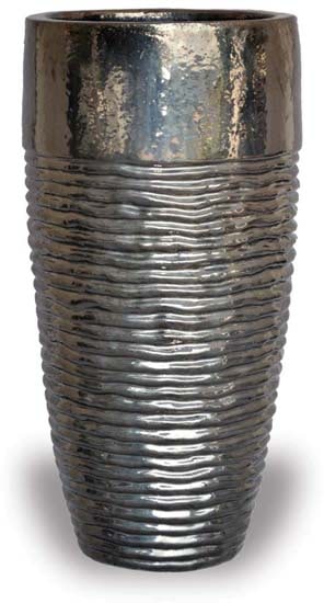 Sol tall rippled planter, black