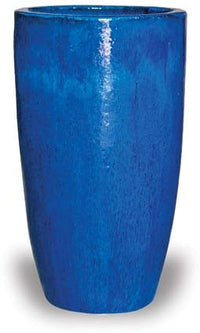 Sol tall round planter, blue