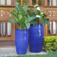 Sol tall round planter, blue