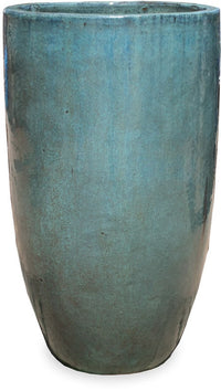 Sol tall round planter, green