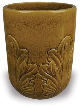 Sol tall round planter with blooming flower, honey