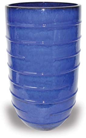 Sol tall round twisted planter, blue