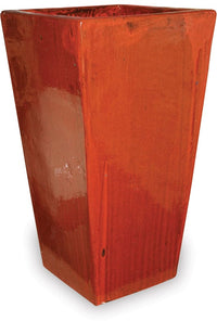 Sol tall square planter, red