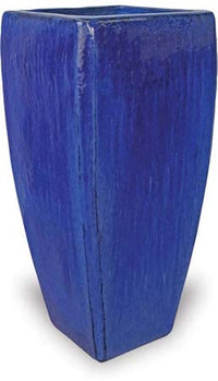 Sol tall tapered square planter, blue