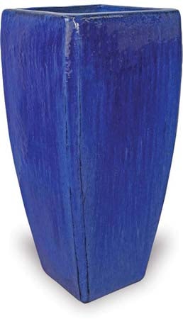 Sol tall tapered square planter, blue