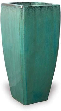 Sol tall tapered square planter, green