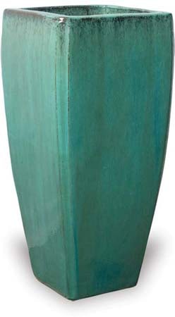 Sol tall tapered square planter, green