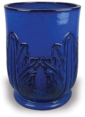 Sol urn with blooming flower, blue