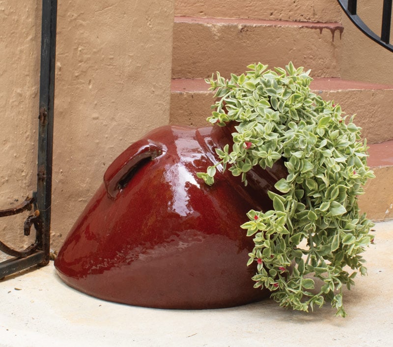 Sol welcome pot with handle, red