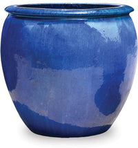 Sol white fishbowl planter, blue