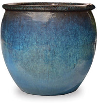 Sol white fishbowl planter, blue