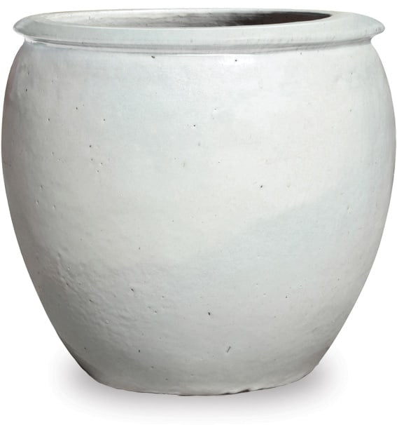 Sol white fishbowl planter, white
