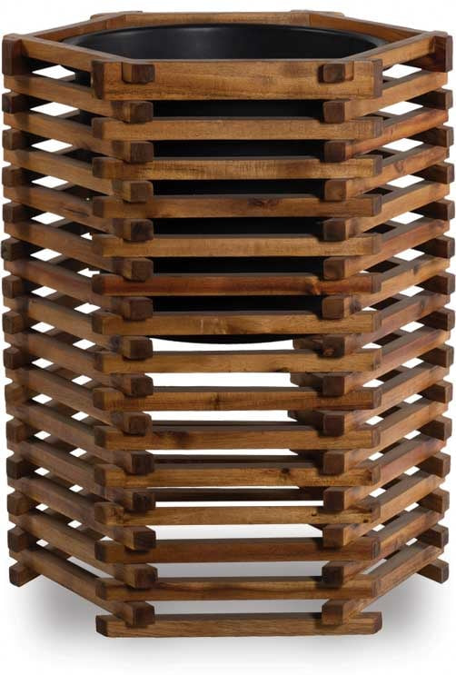 Yerba acacia tall hexagon planter