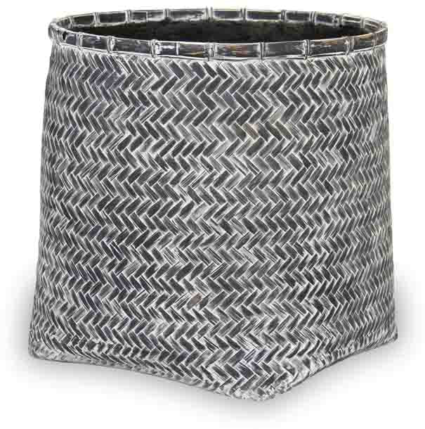 Yerba black rounded square planter, black