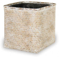 Yerba black square planter, white