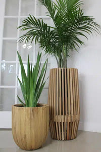 Yerba short acacia wood planter