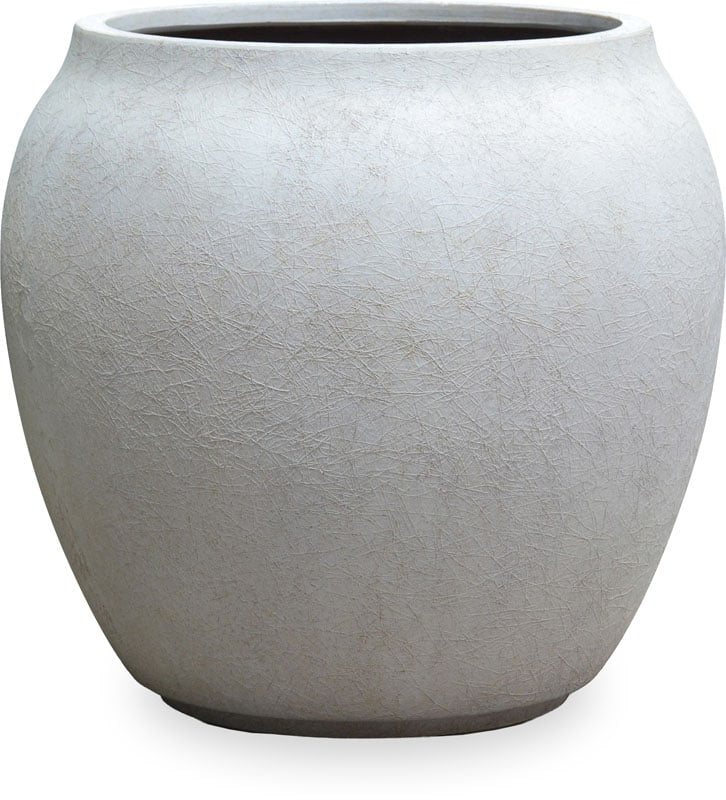 Zafra round japandi planter, white
